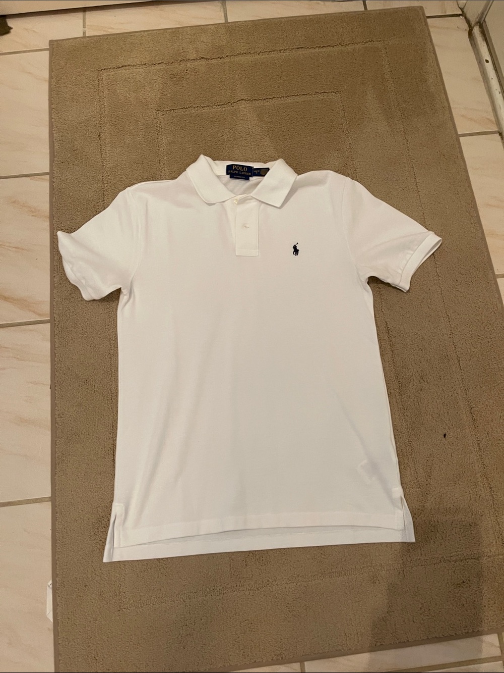 Polo by Ralph Lauren White Short-Sleeve Cotton Polo with Navy Pony